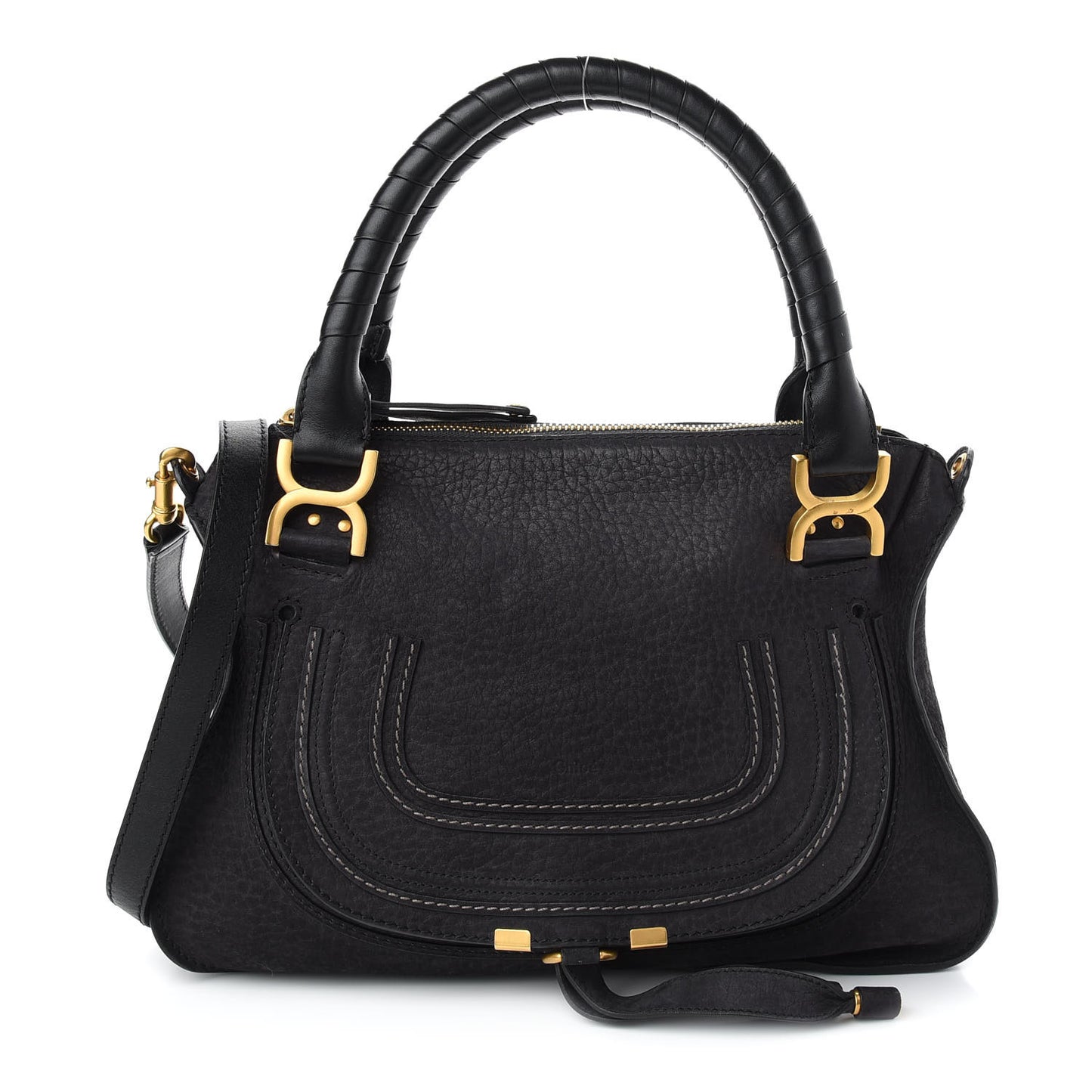 Nubuck Calfskin Medium Marcie Satchel Black