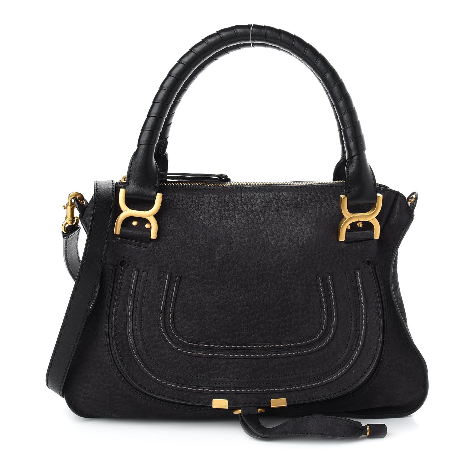 Chloe Nubuck Calfskin Medium Marcie Satchel Black 1 of 8