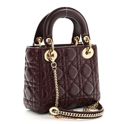 Christian Dior Lambskin Cannage Mini Lady Dior Plum 3 of 11