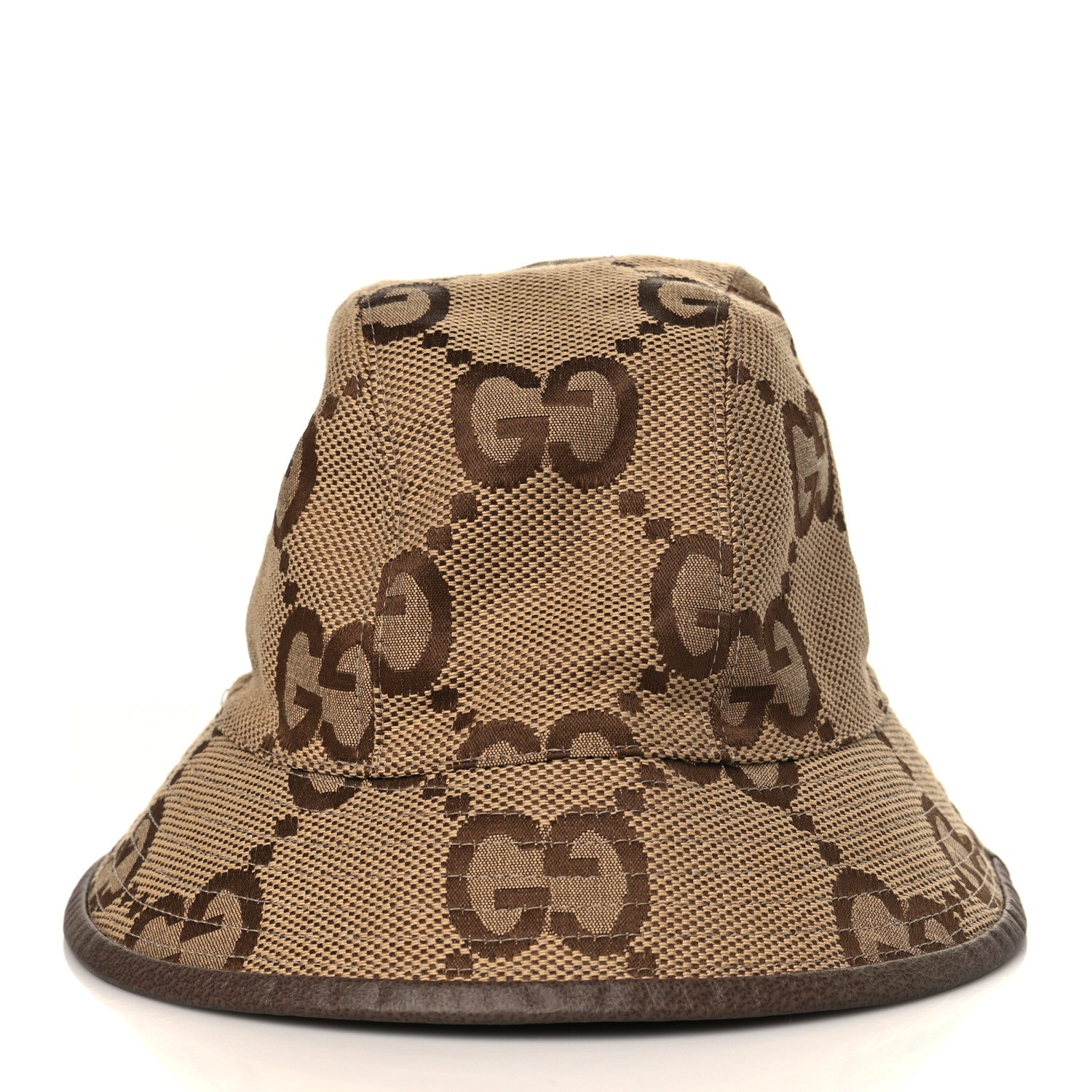 Gucci Monogram Jumbo GG Bucket Hat M Camel Ebony New Acero 2 of 10