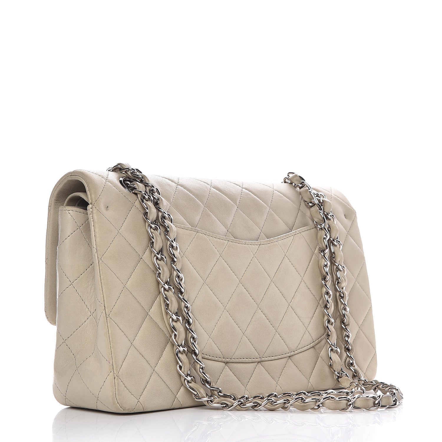 Chanel Lambskin Quilted Medium Double Flap Light Grey 3 of 9