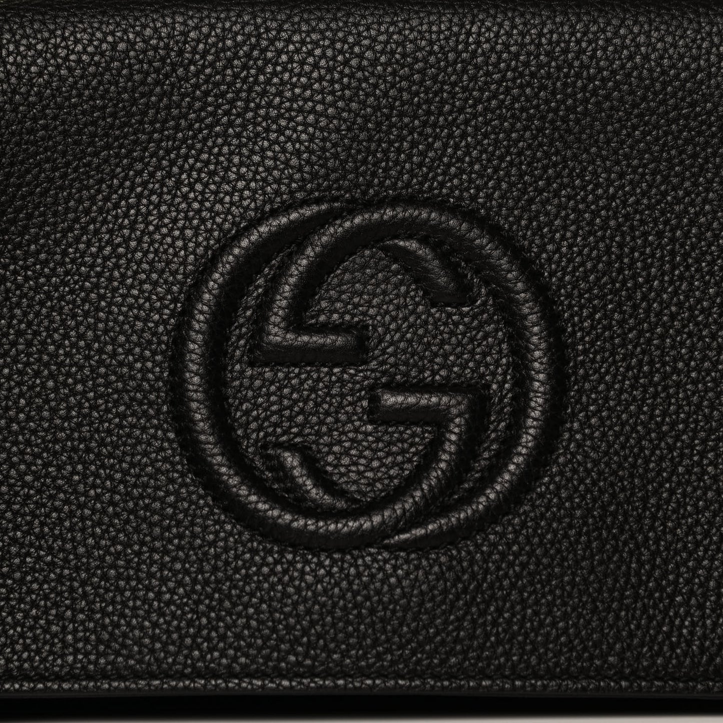 Pebbled Calfskin Medium Soho Clutch Black