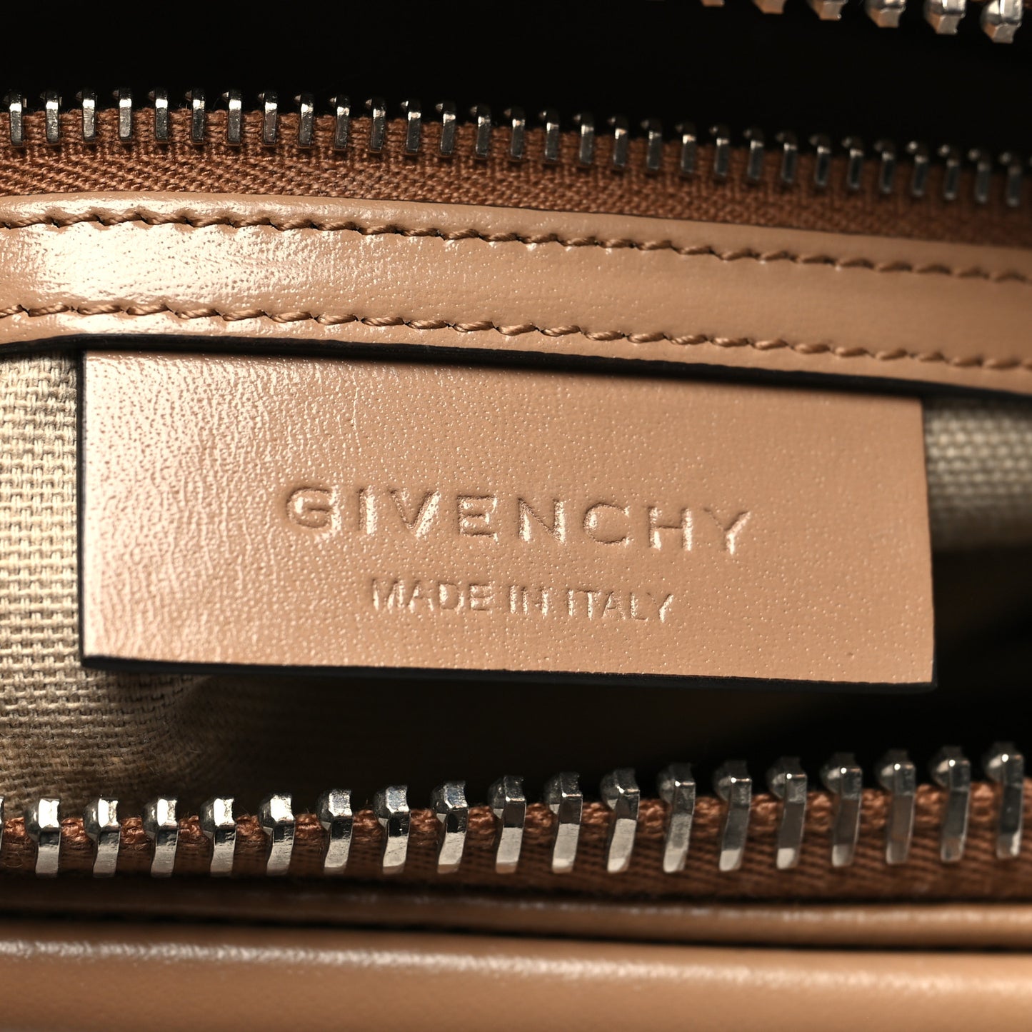 Shiny Lord Calfskin Small Antigona Dark Beige