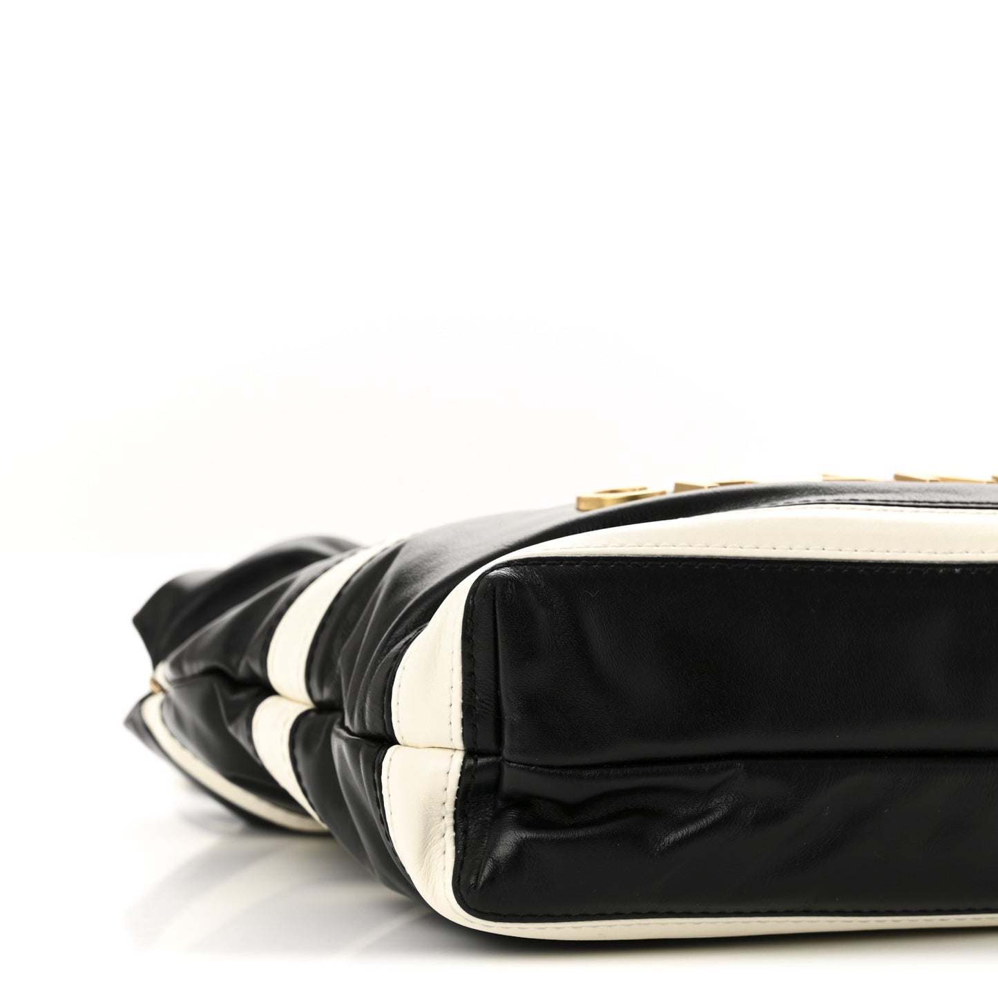 Shiny Calfskin Striped Mini Chanel 22 Black White