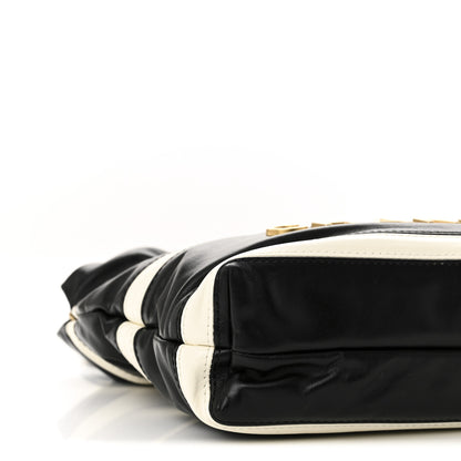 Chanel Shiny Calfskin Striped Mini Chanel 22 Black White 9 of 10