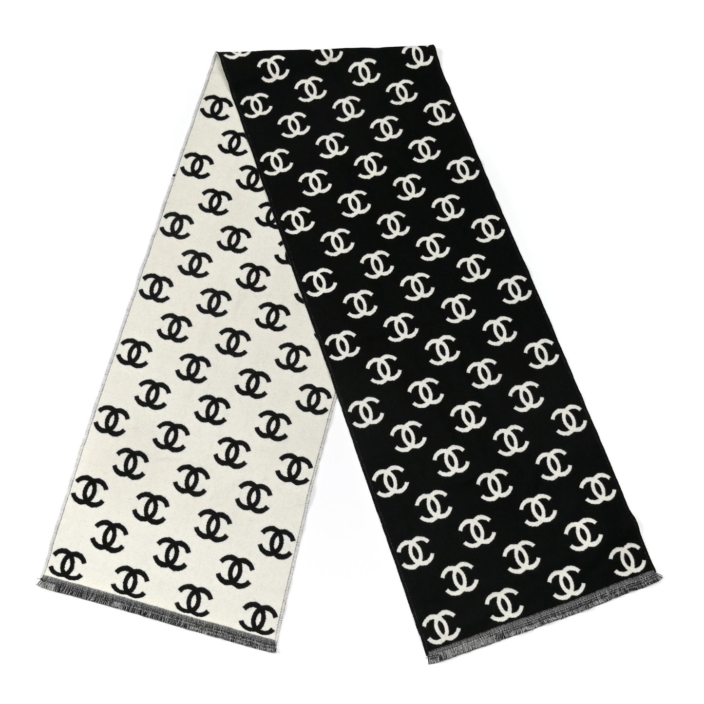 Wool Cashmere CC Scarf Black White