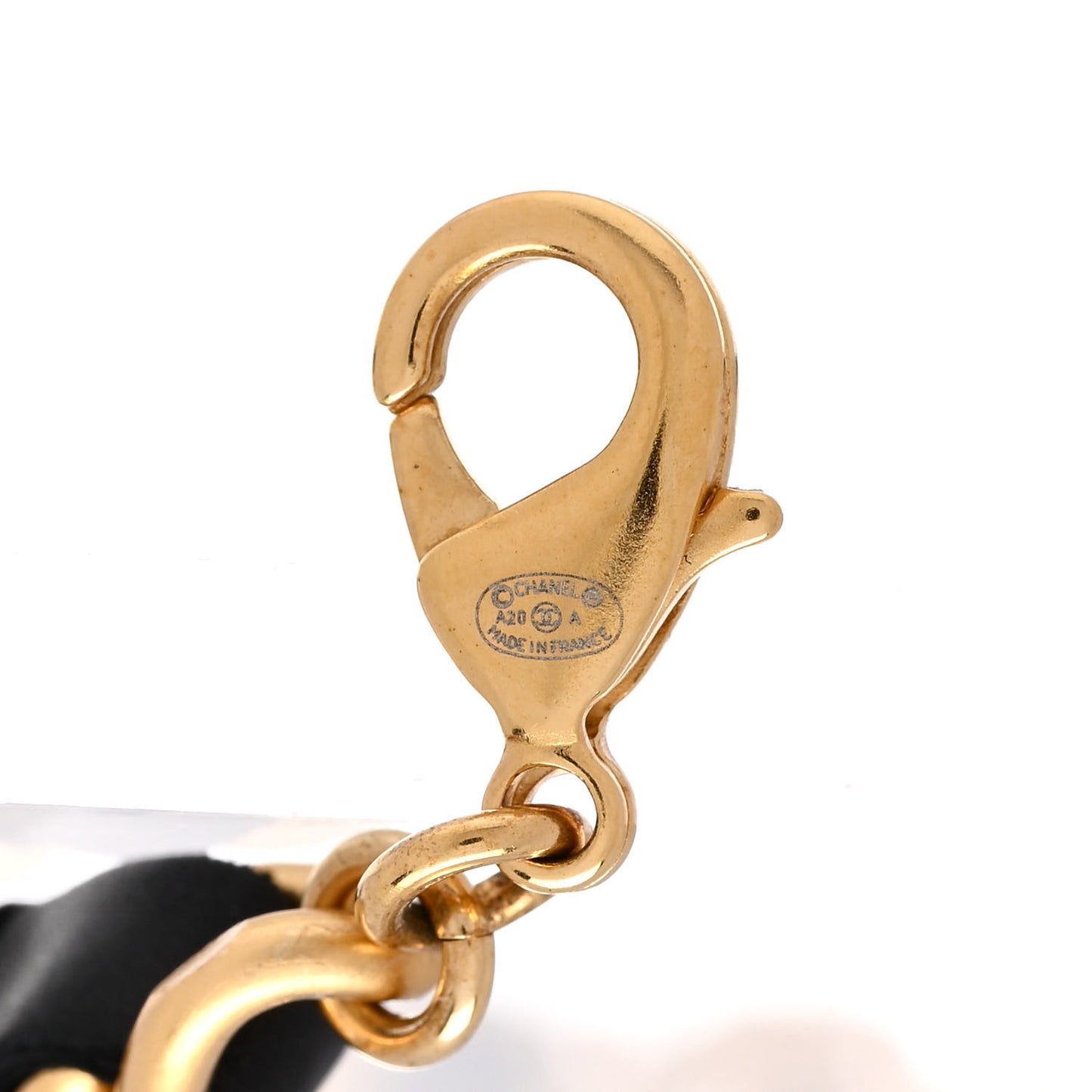 Metal Calfskin Crystal Chain 90's Camellia Bracelet Black Gold