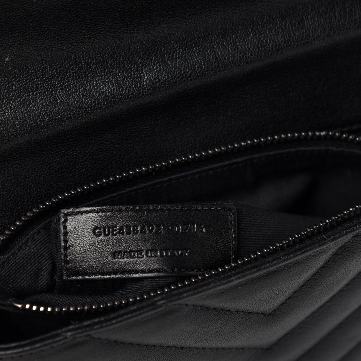 Saint Laurent Sheepskin Matelasse Chevron Monogram College Chain Wallet Black 12 of 13
