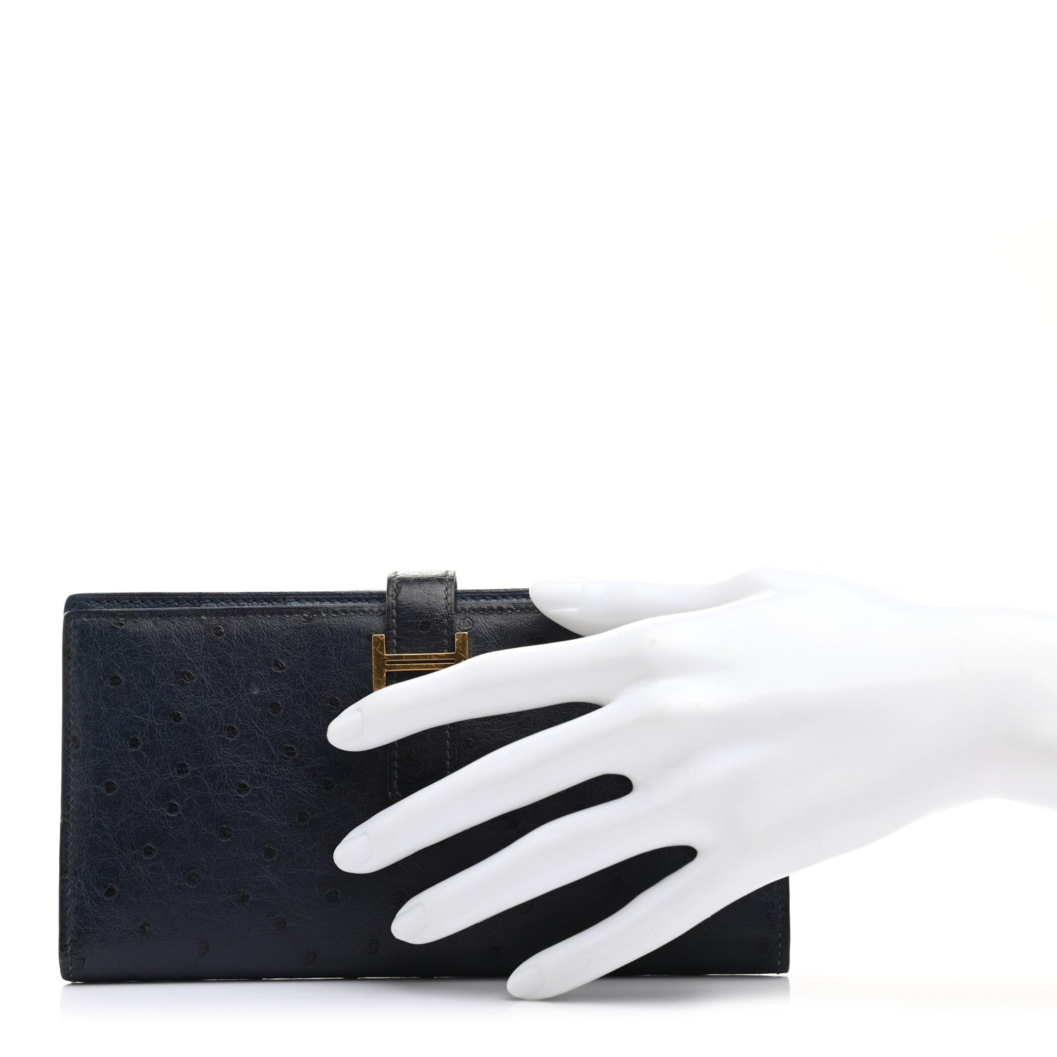 Hermes Ostrich Bearn Wallet Bleu Saphir 2 of 13
