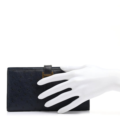 Hermes Ostrich Bearn Wallet Bleu Saphir 2 of 13