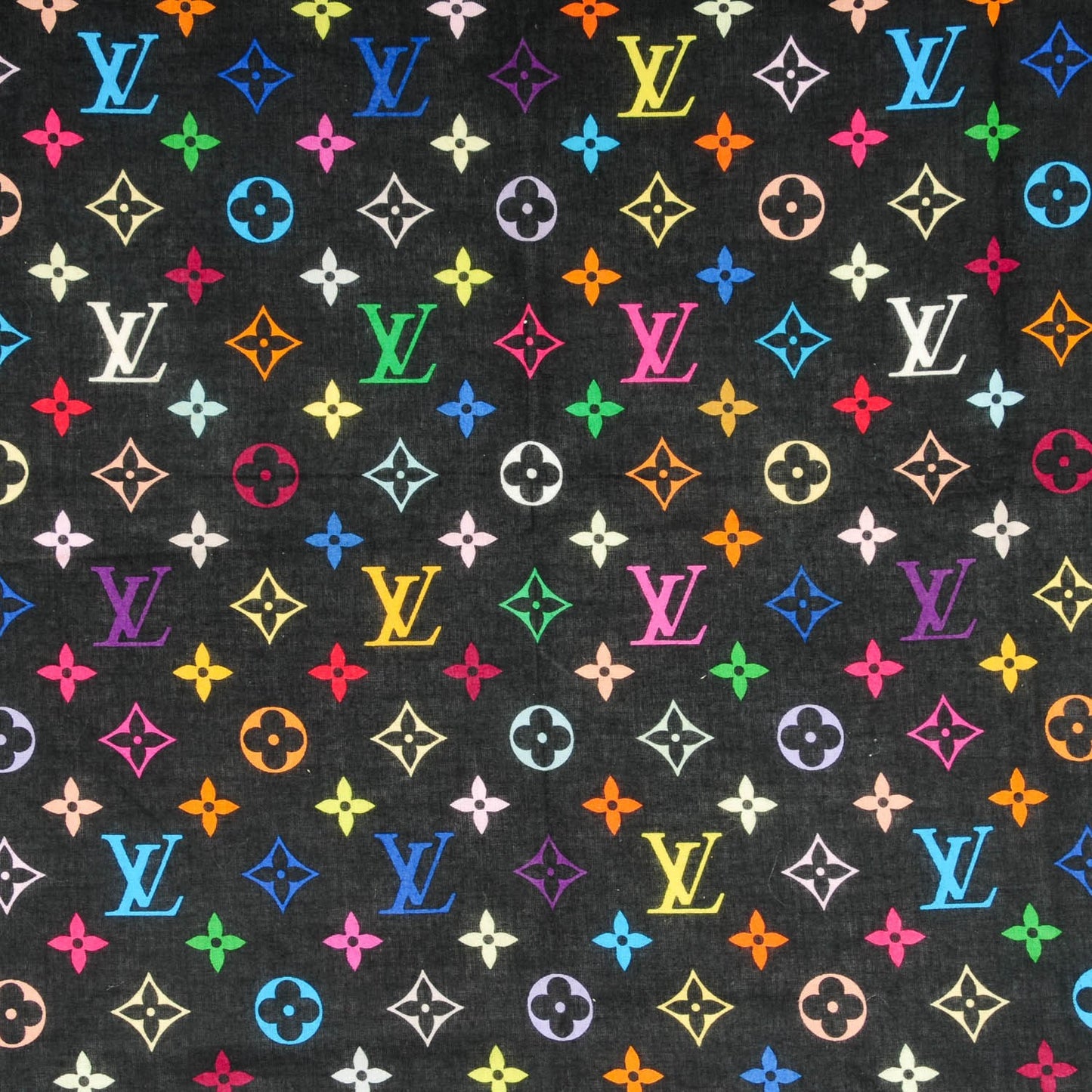 Cotton Multicolor Square Scarf Black