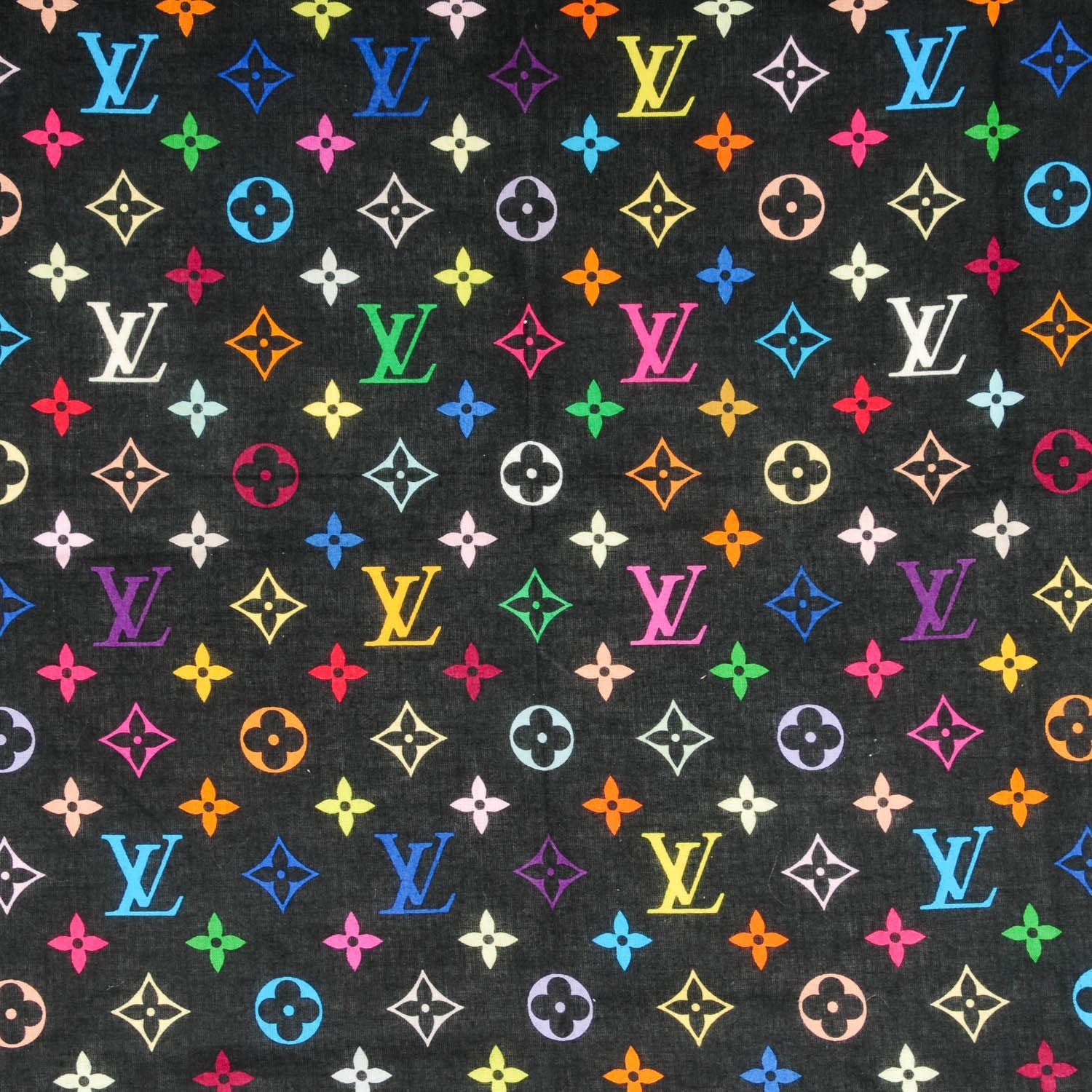 Louis Vuitton Cotton Multicolor Square Scarf Black 1 of 4