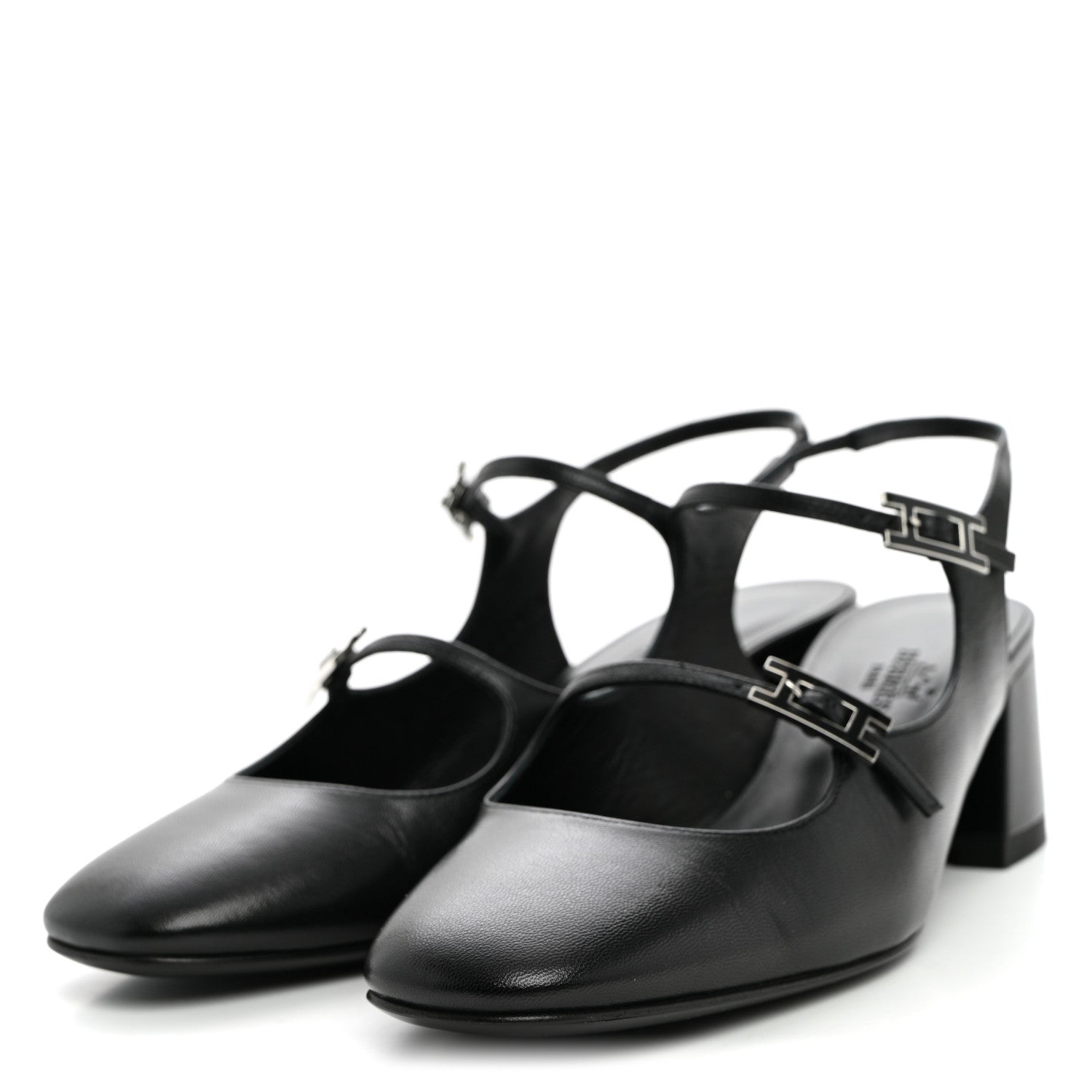 Hermes Goatskin Jackie 50 Pumps 37 Black 2 of 8