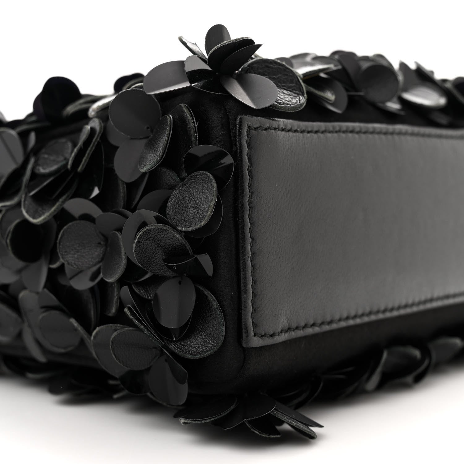 Christian Dior Lambskin Satin Sequin Floral Mini Lady Dior Black 10 of 13