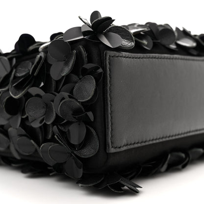 Christian Dior Lambskin Satin Sequin Floral Mini Lady Dior Black 10 of 13