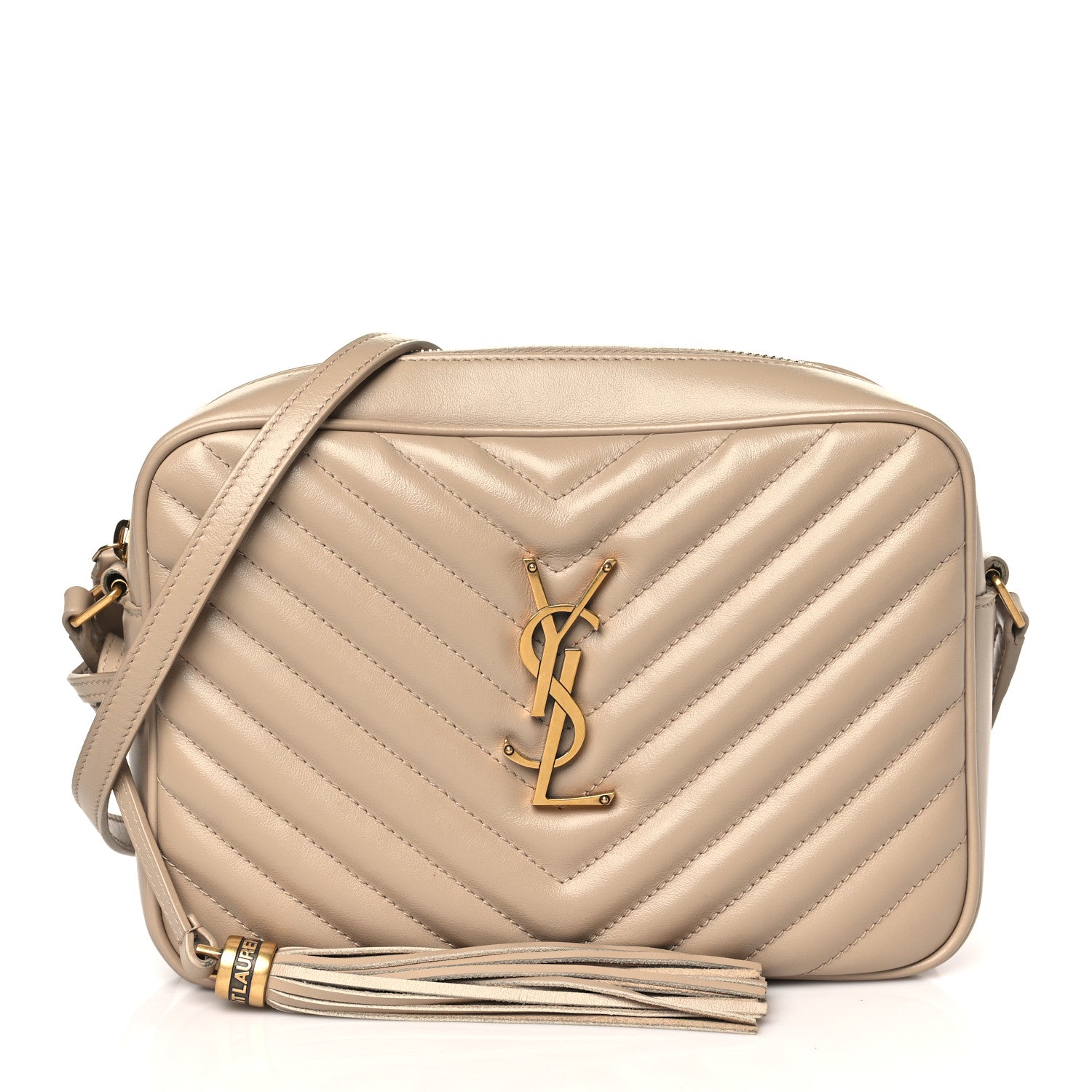 Saint Laurent Calfskin Matelasse Monogram Lou Camera Bag Dark Beige 1 of 10