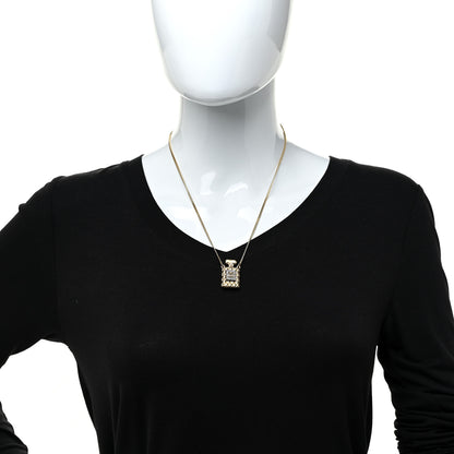 Chanel Crystal Pearl Perfume Bottle CC Necklace Gold 2 of 5