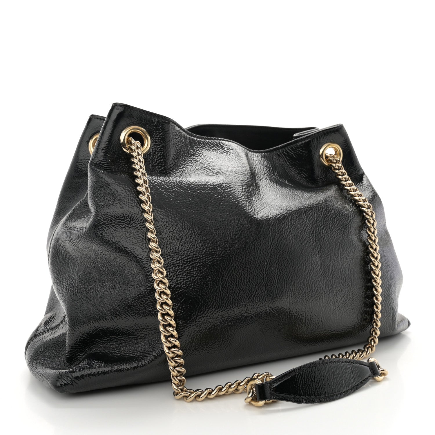 Gucci Patent Medium Soho Chain Shoulder Bag Black 3 of 11