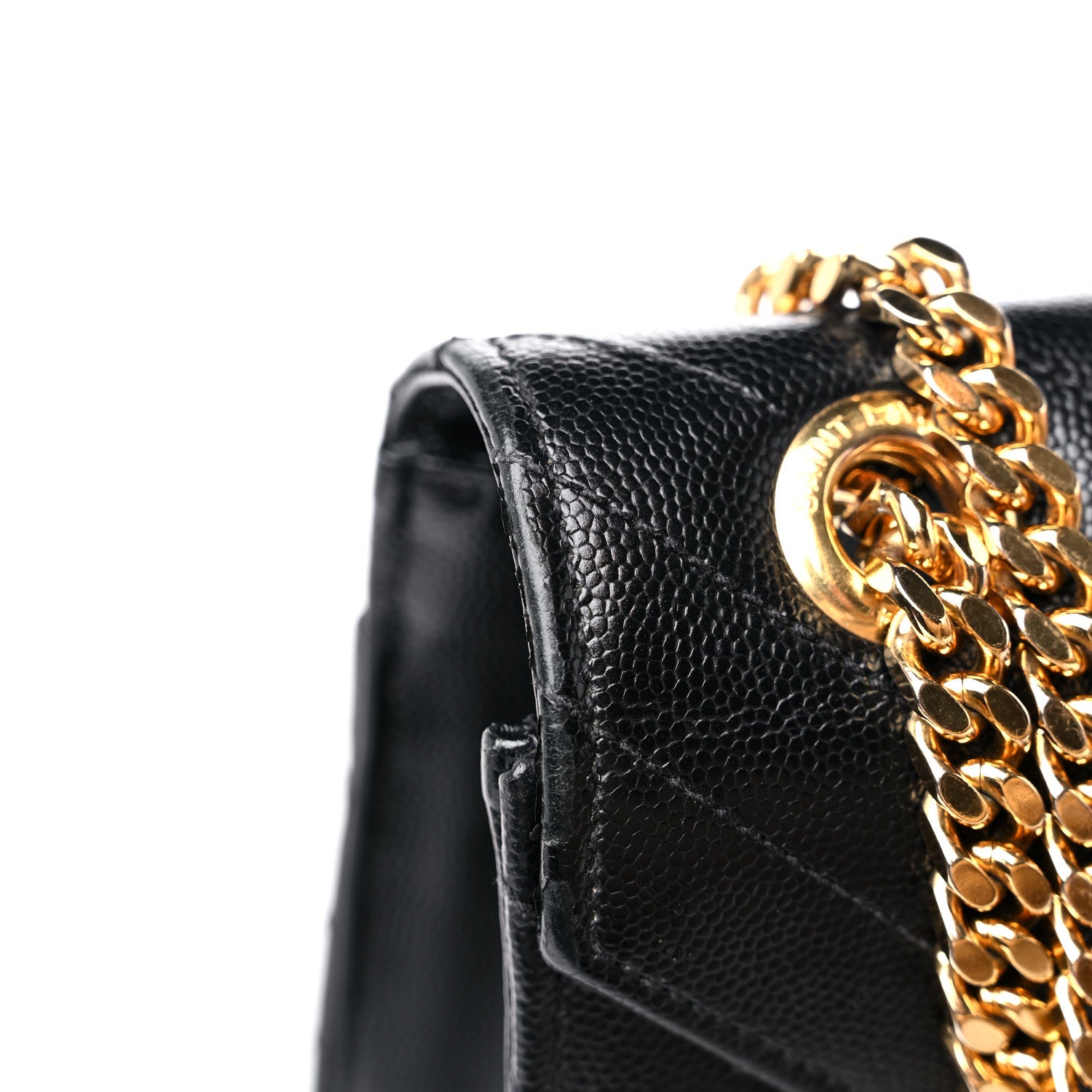 Saint Laurent Grain De Poudre Matelasse Chevron Large Monogram Satchel Black 21 of 21