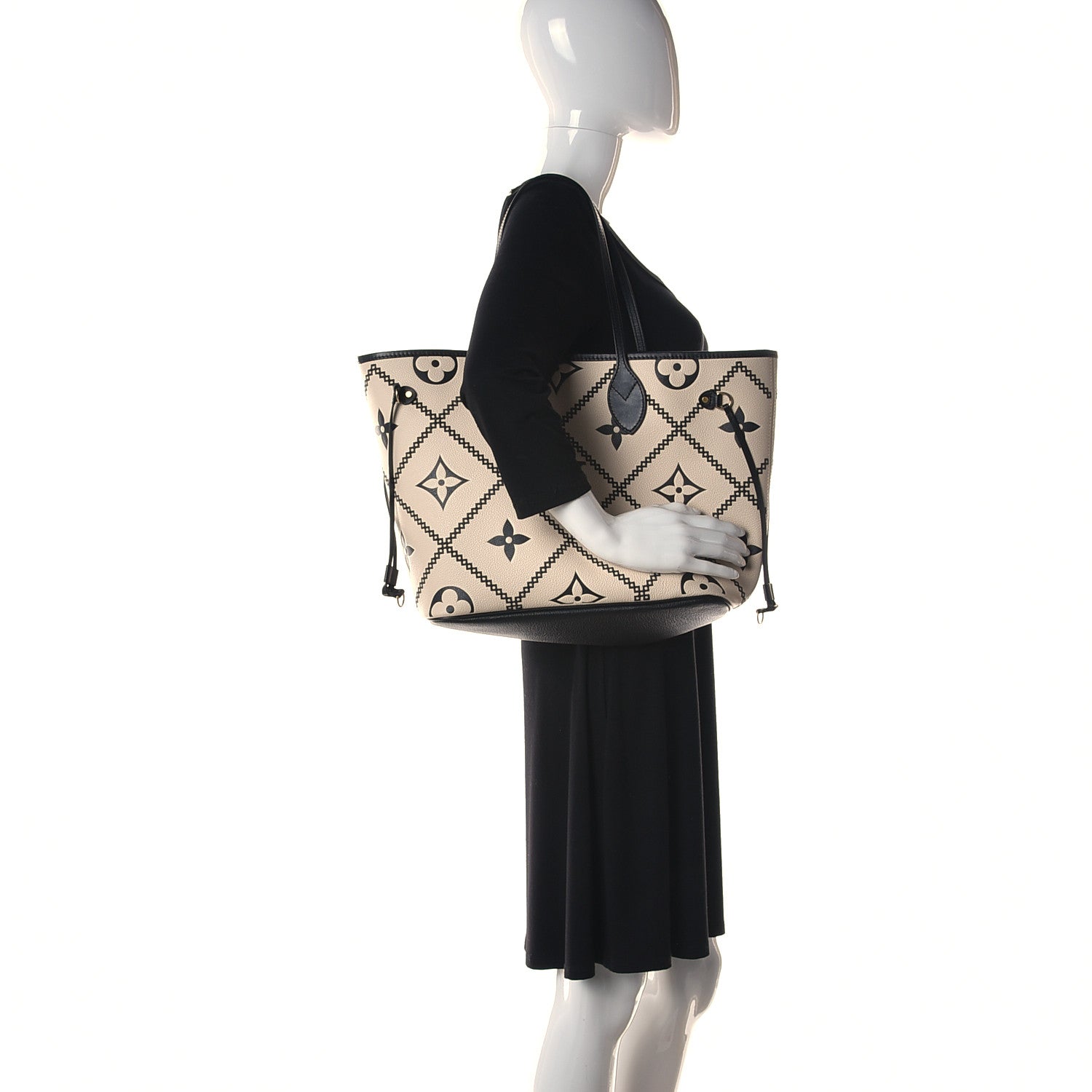 Louis Vuitton Empreinte Monogram Giant Broderies Neverfull MM Cream Black 2 of 9