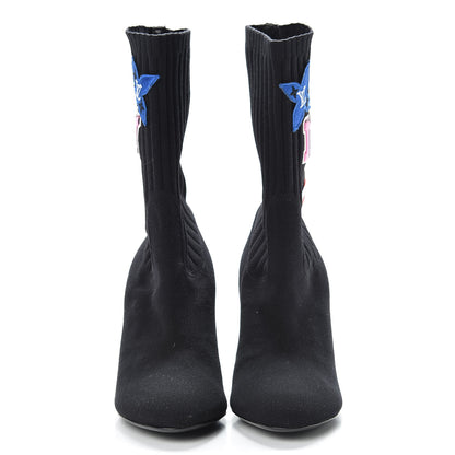 Louis Vuitton Stretch Fabric LV Black Heart Sock Ankle Boots 39 Black 2 of 6