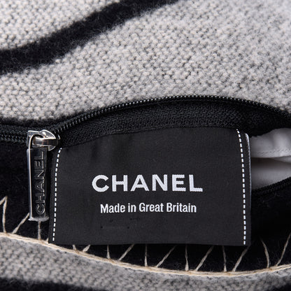 Chanel Merino Wool Cashmere CC Pillow Black Beige 3 of 4