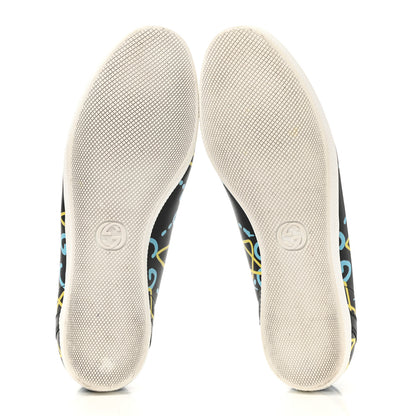 Gucci Calfskin GucciGhost Print Womens Low Top Sneakers 39.5 Black New Acquamarine 5 of 10