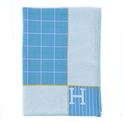 Hermes Wool Cashmere Avalon Passe-Passe Blanket Bleuet 1 of 3