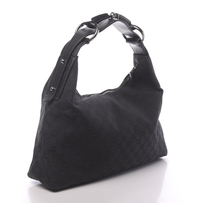 Gucci Monogram Medium Horsebit Chain Hobo Black 3 of 16