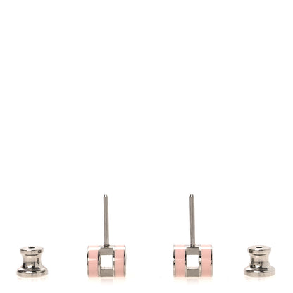 Hermes Palladium Lacquered Mini Pop H Earrings Rose Dragee 3 of 7
