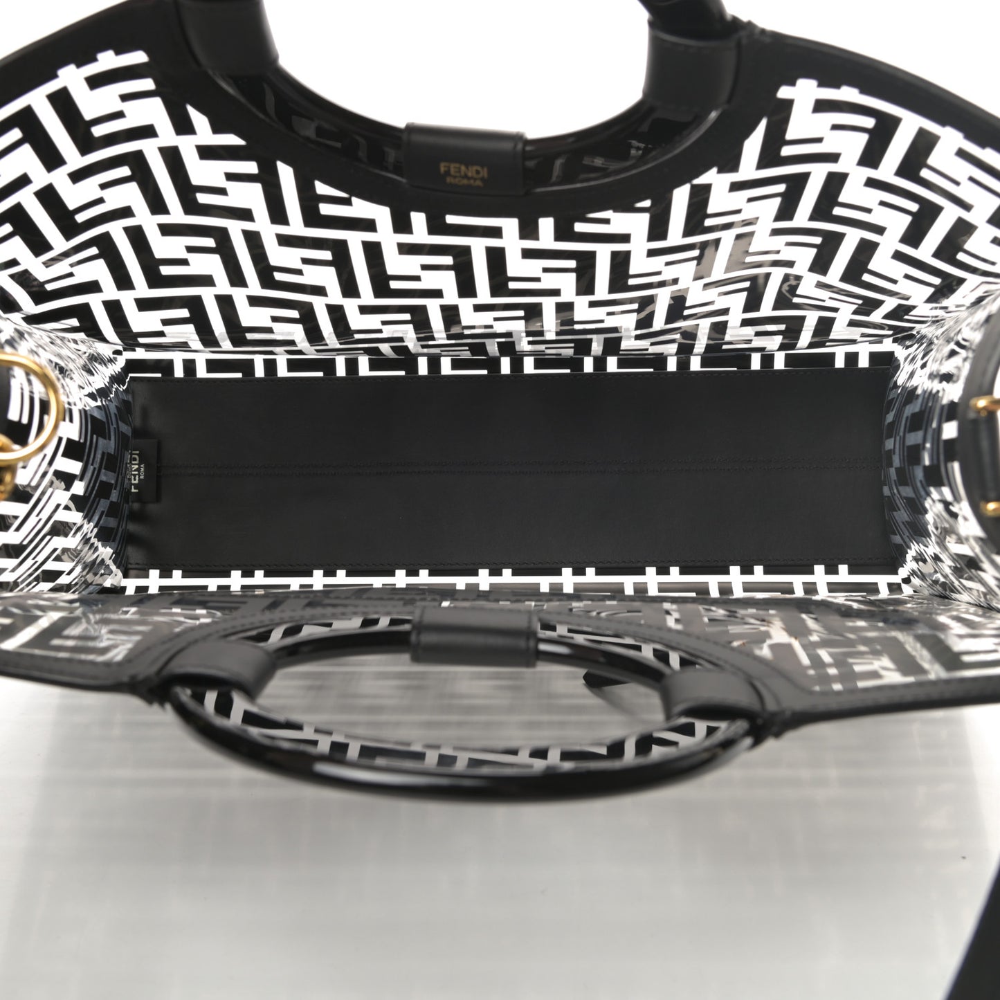 TPU FF Vitello Century Plexiglass Medium Runaway Shopper Tote Black