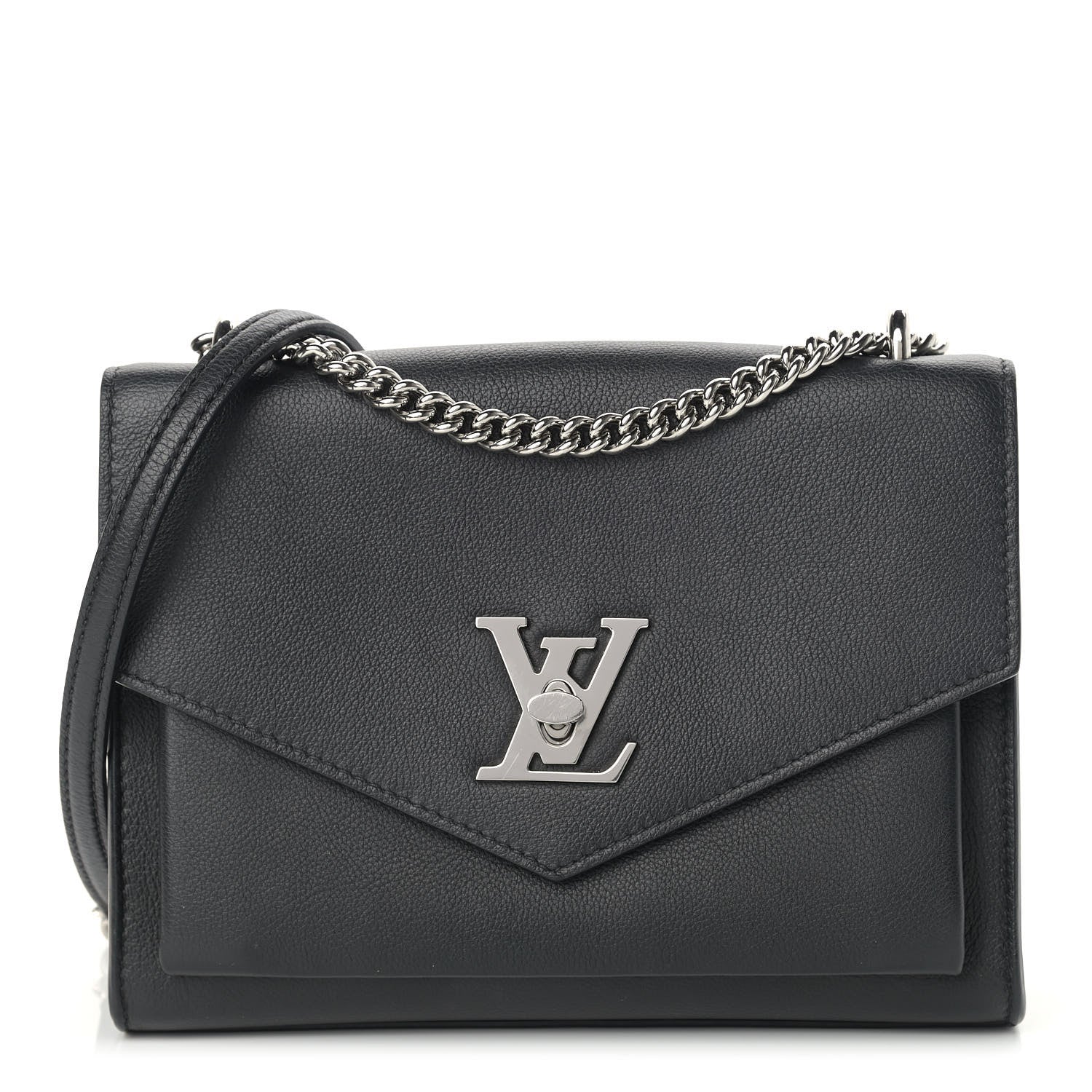 Louis Vuitton Soft Calfskin Mylockme Chain Bag BB Black 1 of 10
