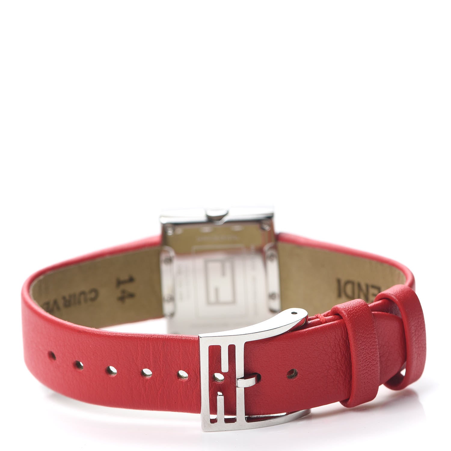 Fendi Stainless Steel Calfskin Diamond 24mm FendiMania Quartz Watch Red 3 of 7