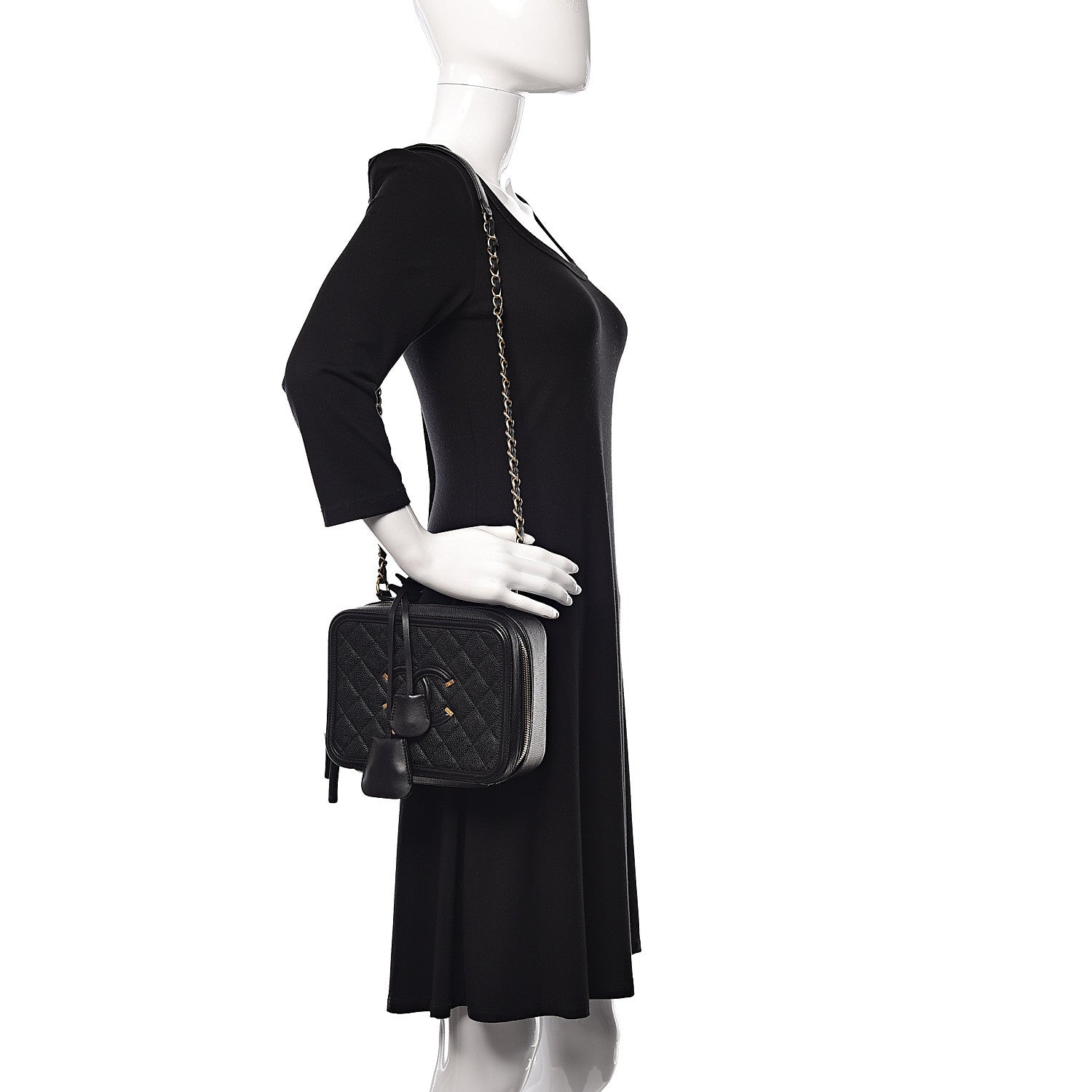 Chanel Caviar Quilted Medium CC Filigree Vanity Case Black 2 of 12