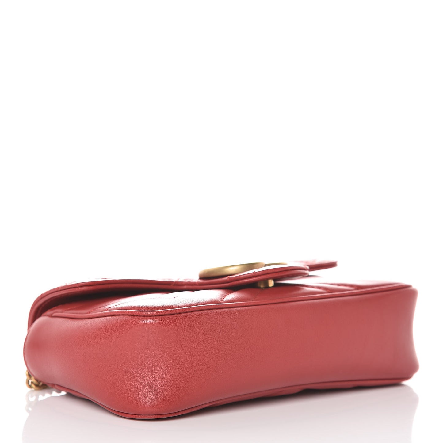 Calfskin Matelasse Super Mini GG Marmont Shoulder Bag Hibiscus Red