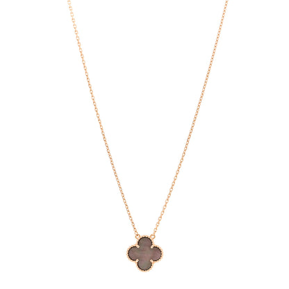 Van Cleef & Arpels 18K Rose Gold Gray Mother of Pearl Vintage Alhambra Pendant Necklace 1 of 5