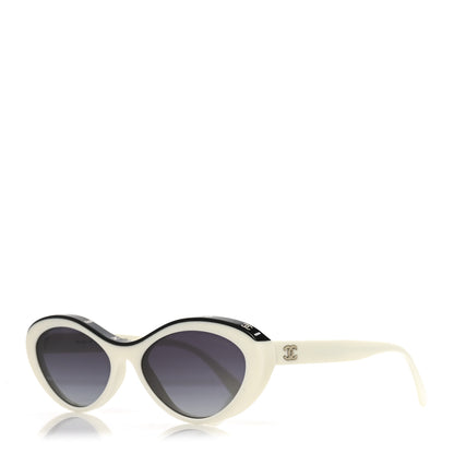 Chanel Acetate Oval Sunglasses 5416 White Black 1 of 7