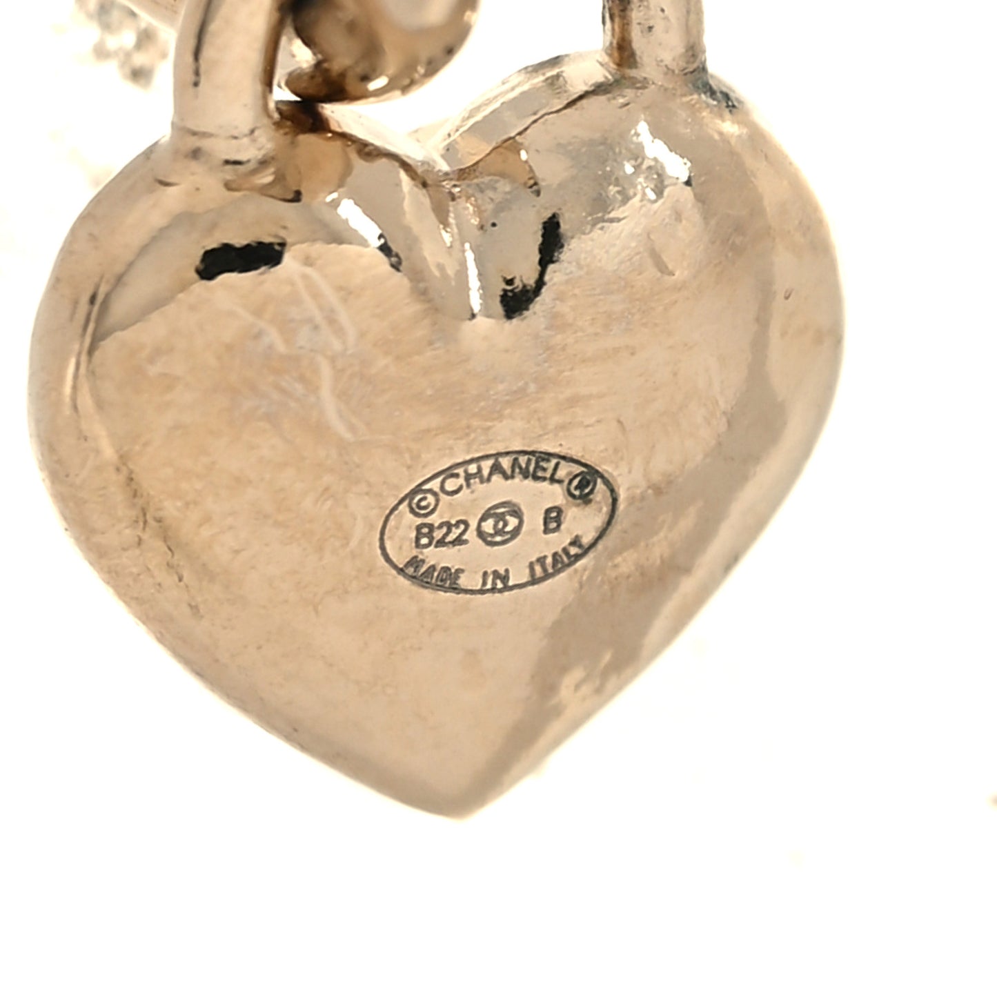 Metal CC Heart Turnlock Drop Earrings Gold