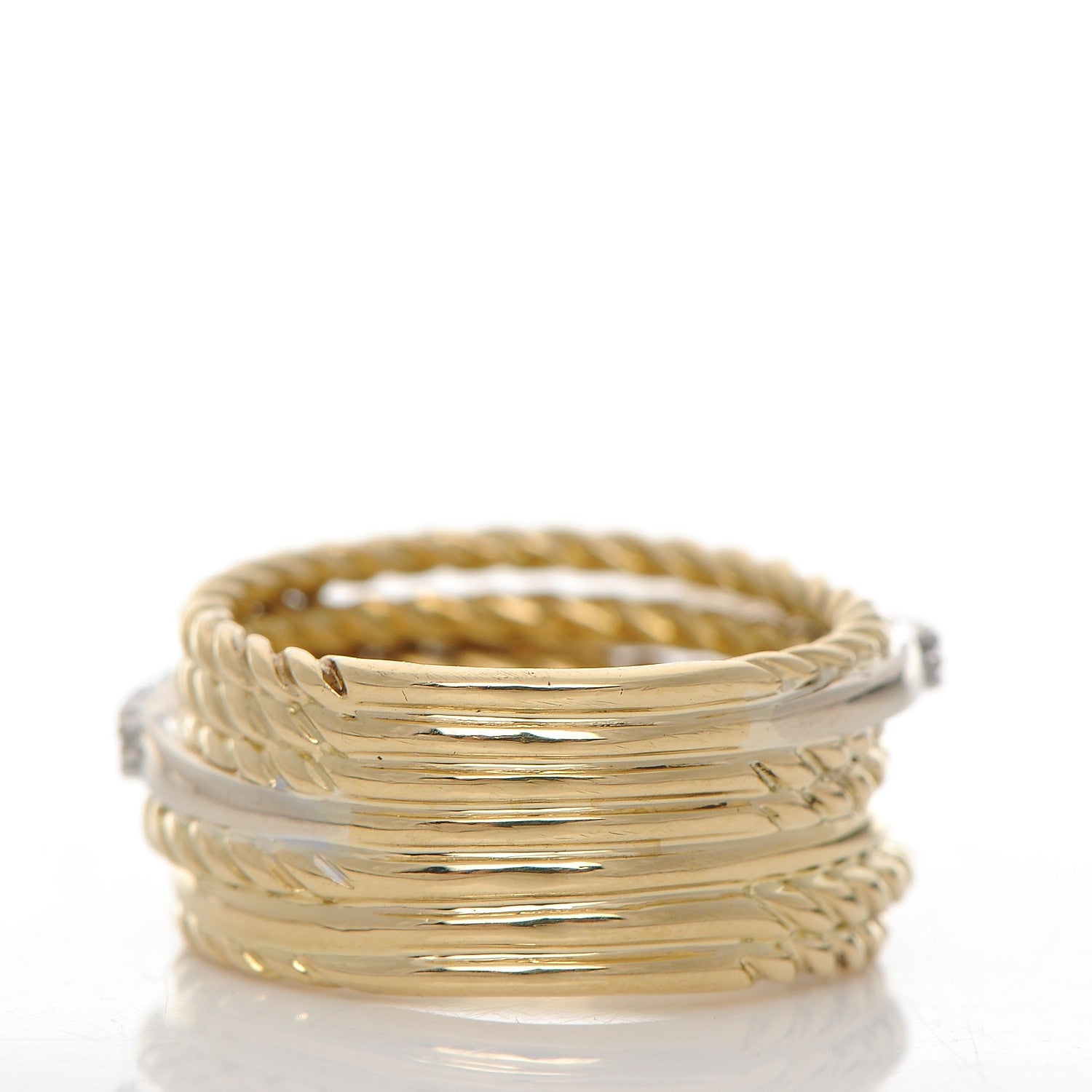 David Yurman 18K Yellow Gold Diamond 11mm Wide Crossover Ring 50 5.5 4 of 5