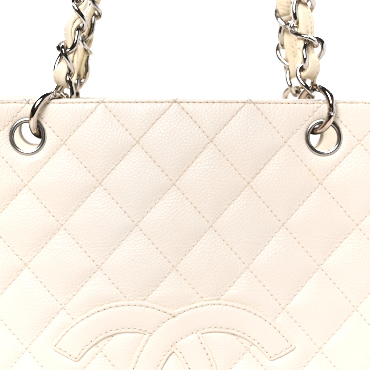 Chanel Caviar Quilted Petit Shopping Tote PST White 8 of 10