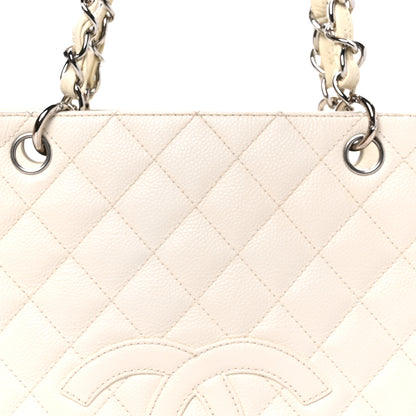 Chanel Caviar Quilted Petit Shopping Tote PST White 8 of 10