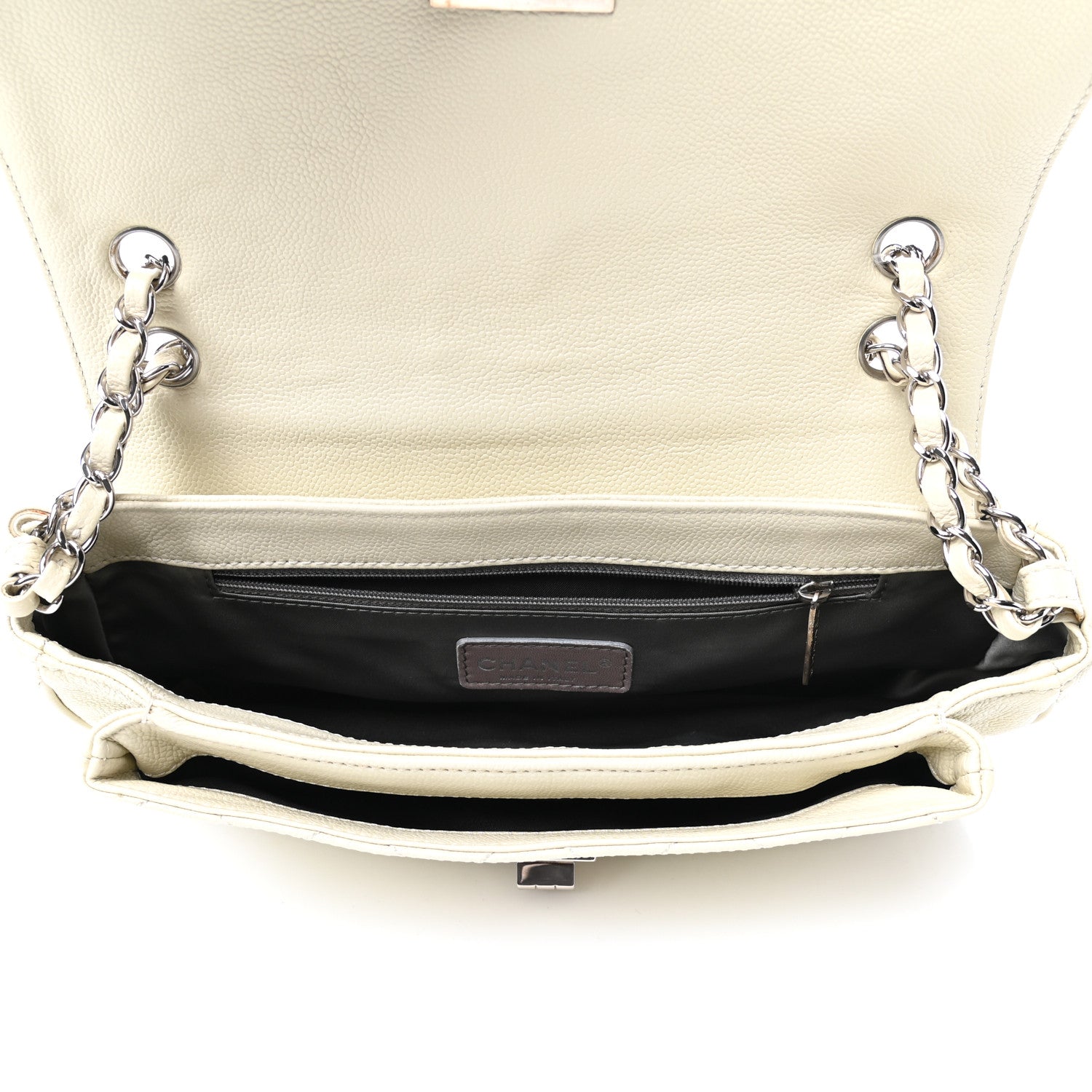 Chanel Glazed Caviar Pocket In The City Flap White 5 of 9