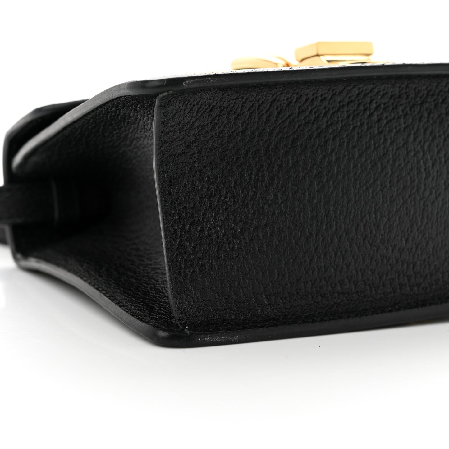 Textured Calfskin Bee Star Print Mini Sylvie Top Handle Bag Black