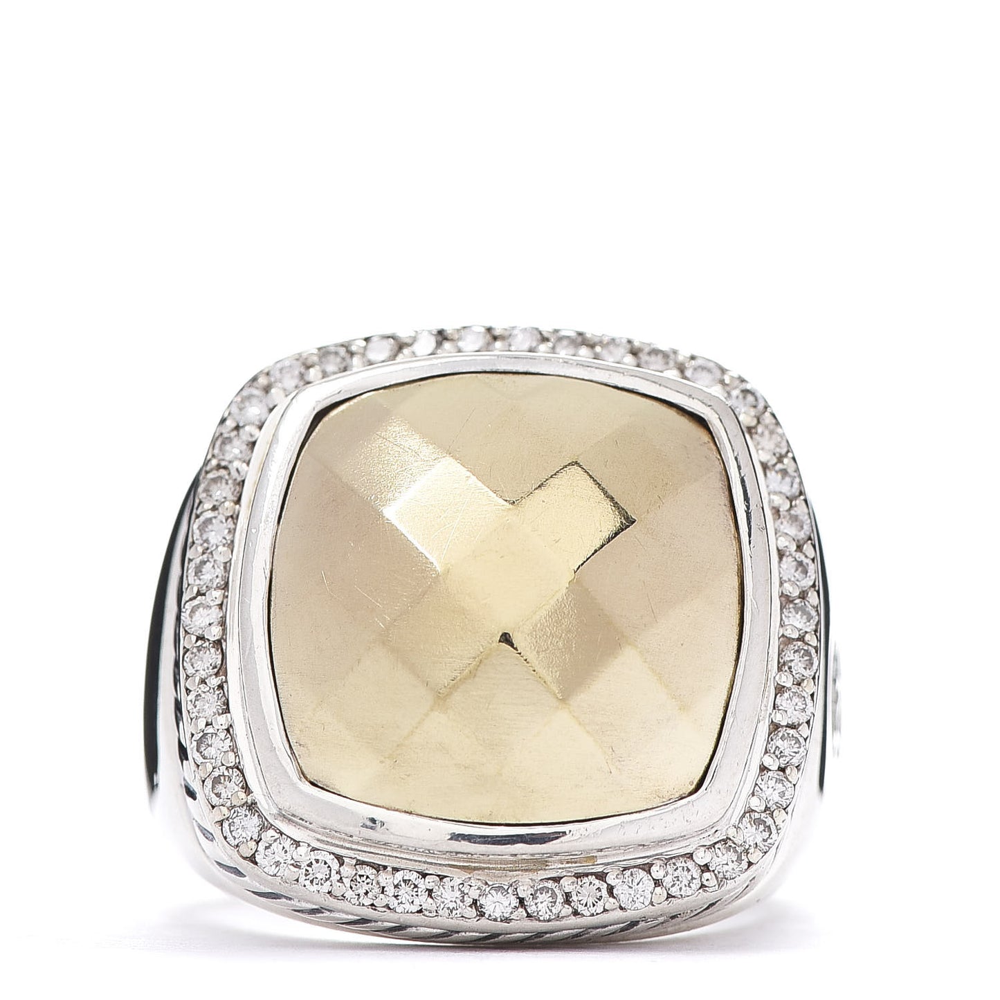 Sterling Silver 18K Yellow Gold Diamond 14mm Albion Statement Ring 54 6.75