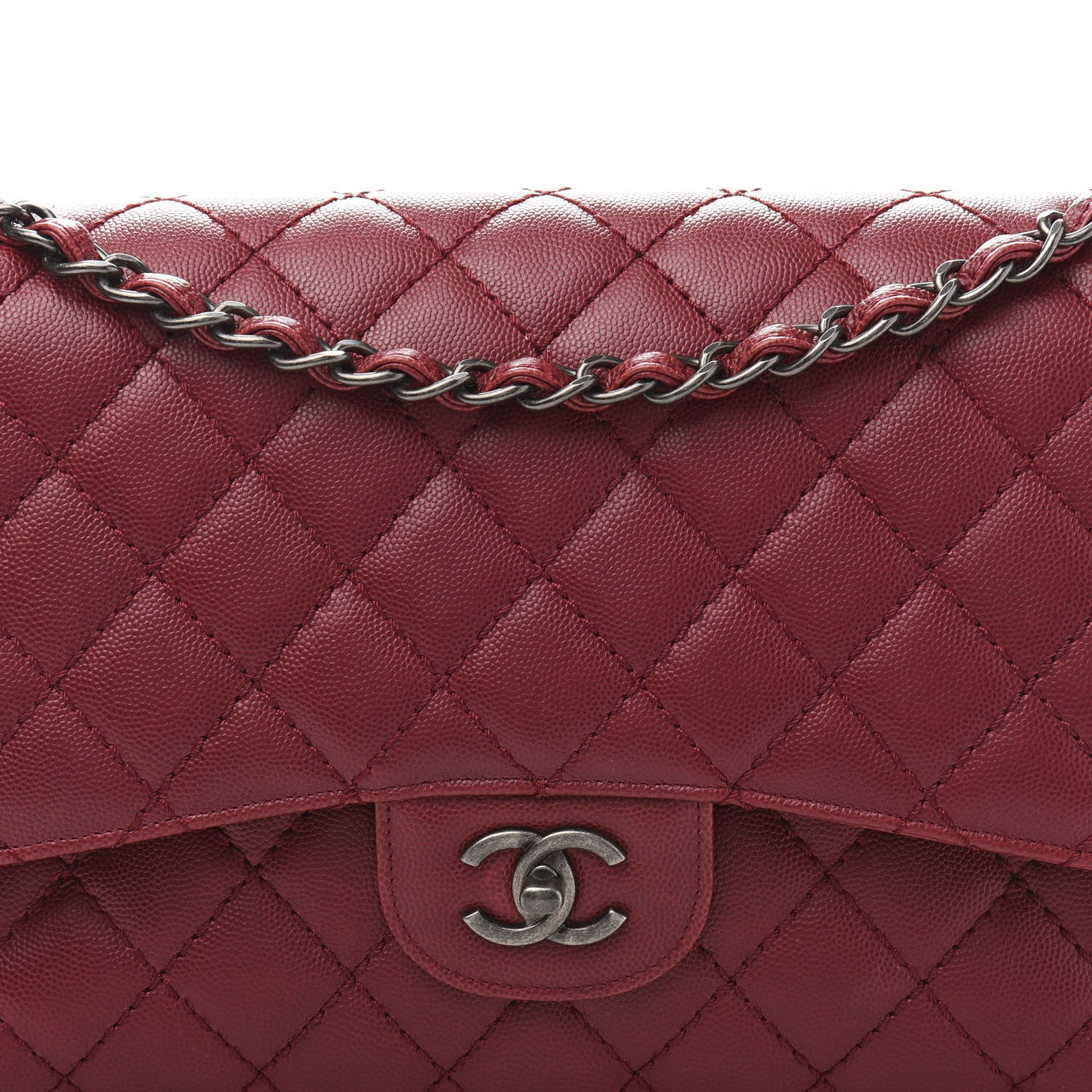 Chanel Caviar Quilted Jumbo Double Flap Red 10 of 10