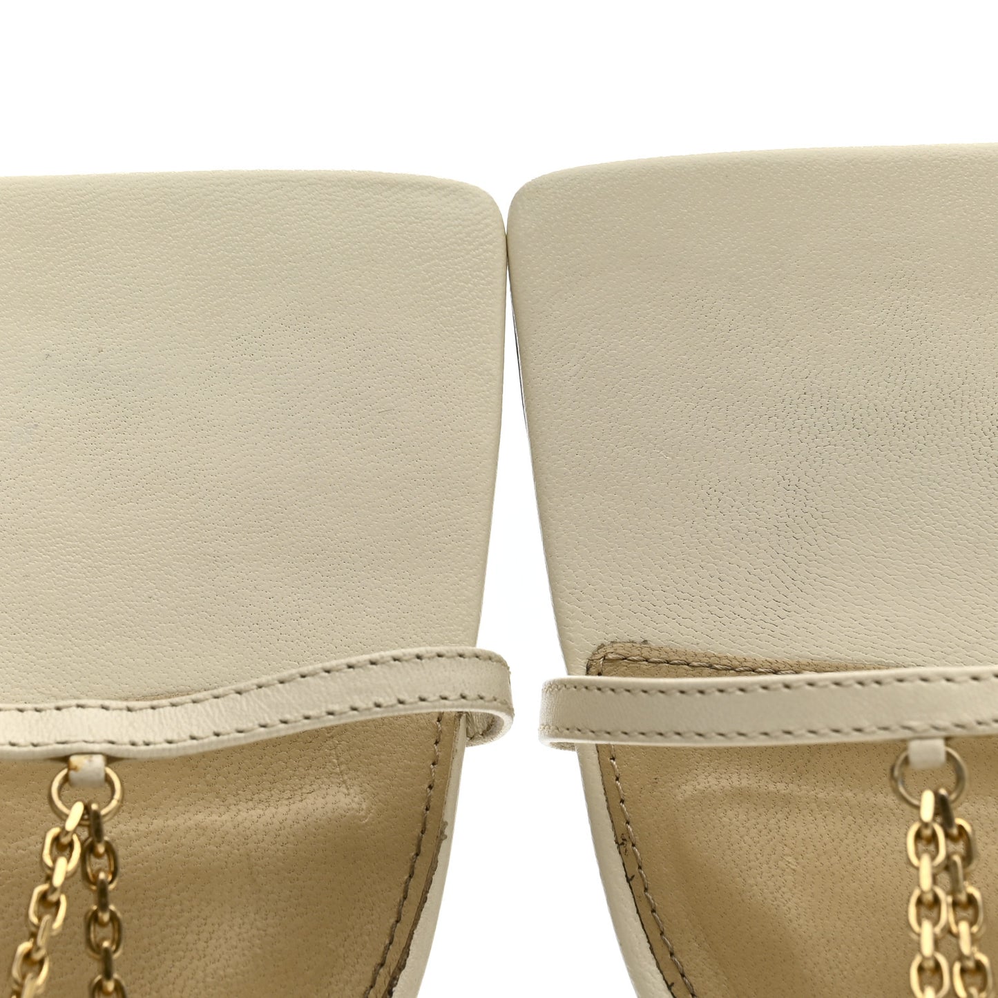 Lambskin Stretch Chain Strap 90mm Sandals 40 Sea Salt