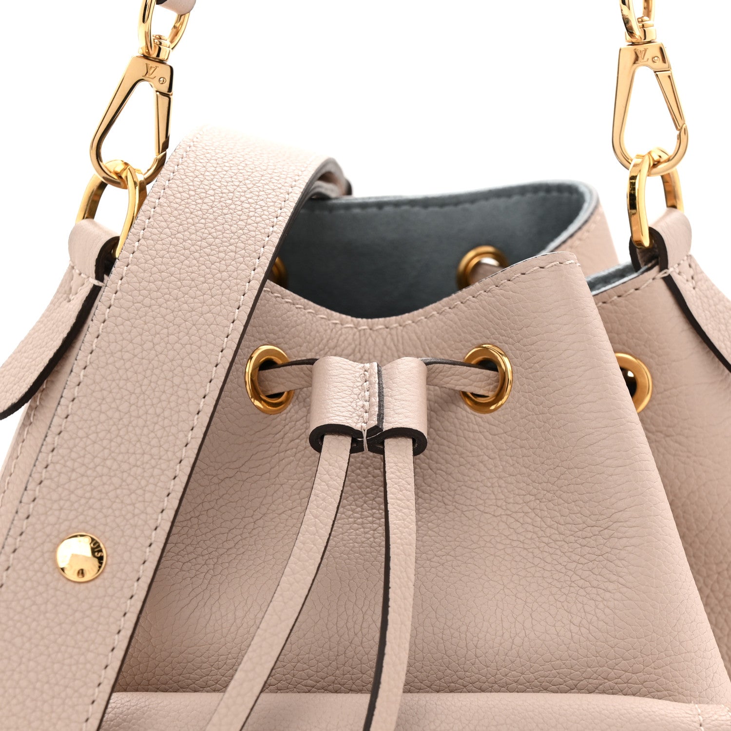 Louis Vuitton Calfskin Lockme Bucket MM Greige 7 of 9