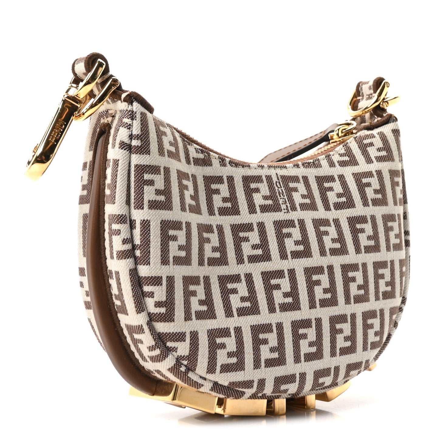 Fabric Jacquard FF 1974 Nano Fendigraphy Hobo Charm Beige
