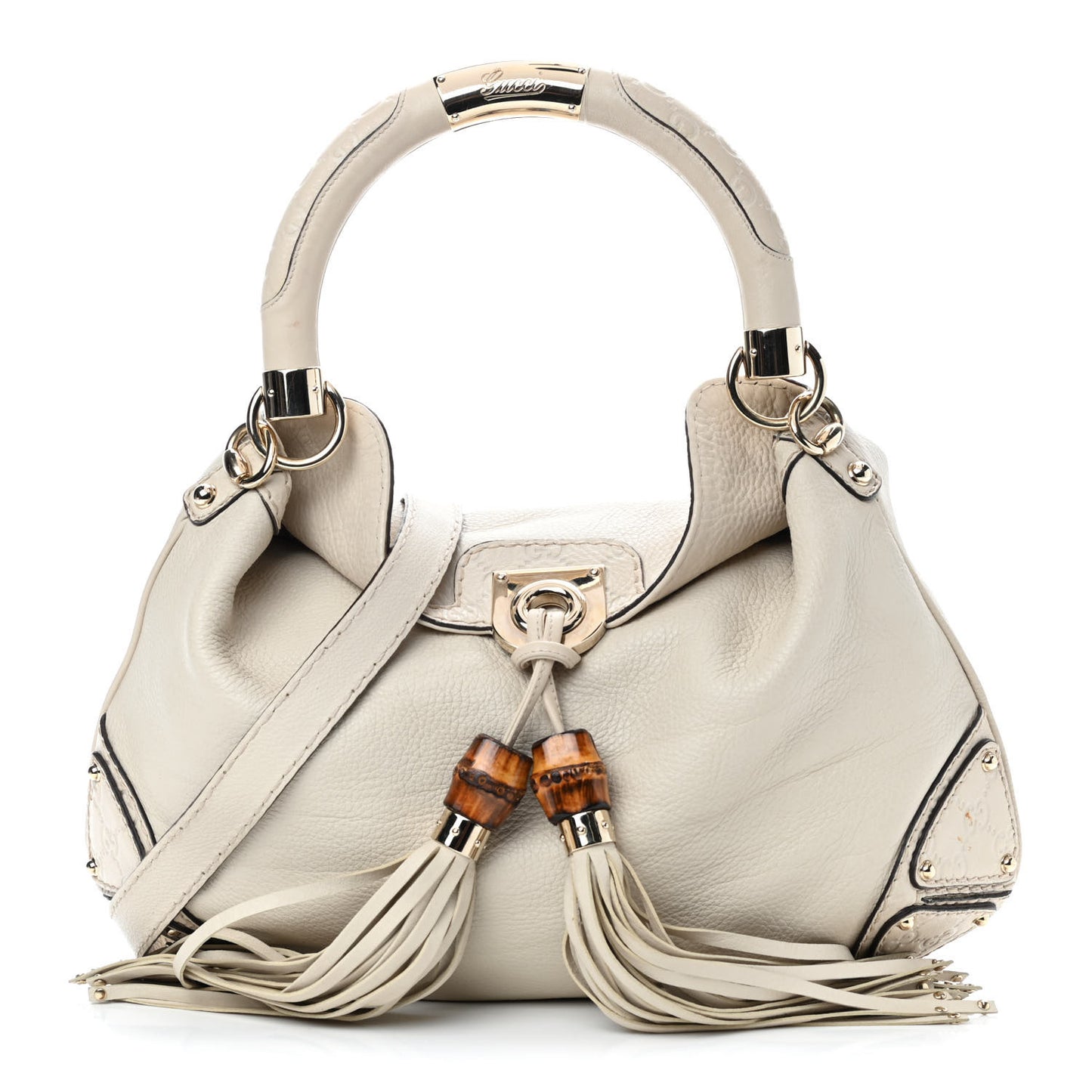 Calfskin Medium Indy Top Handle Bag Off White