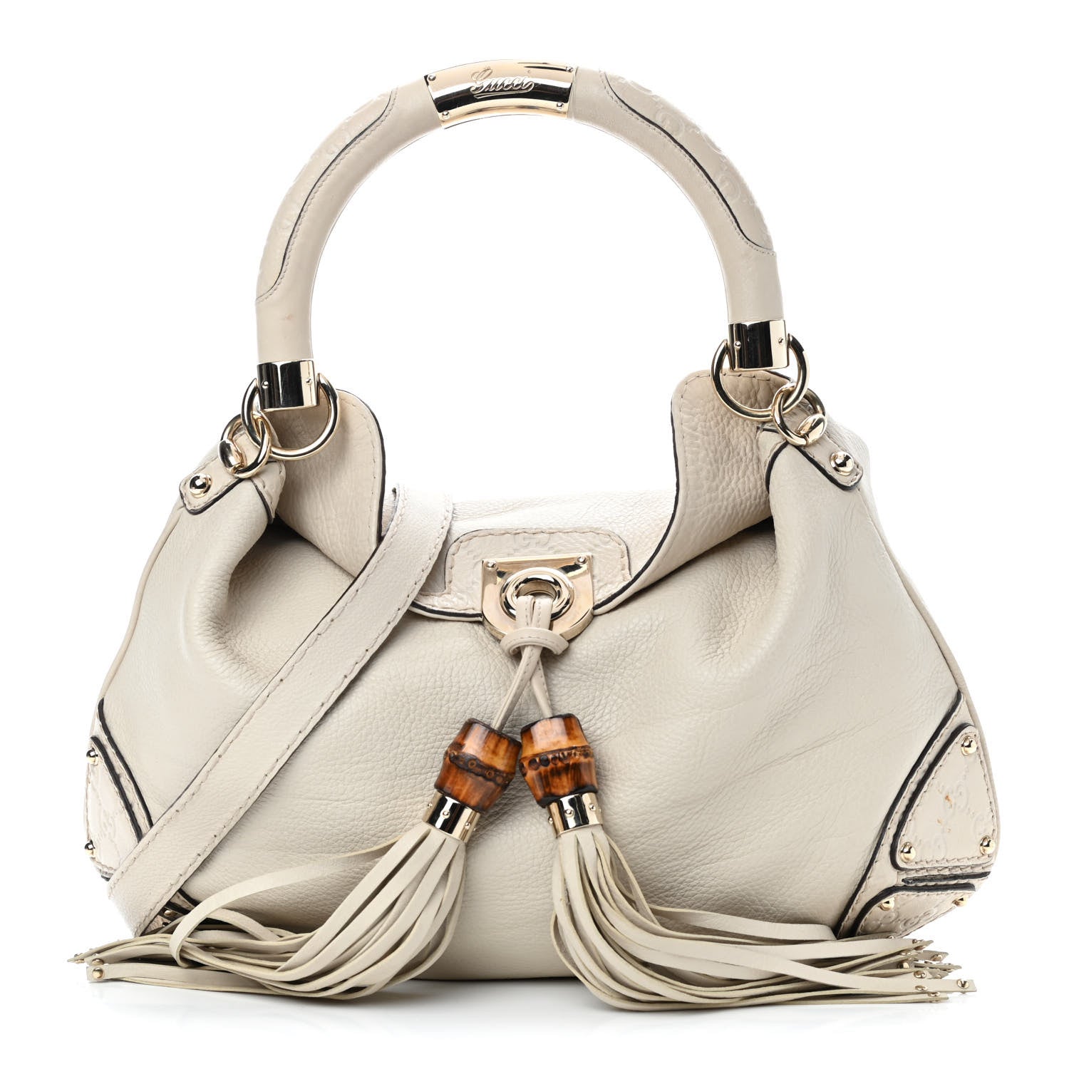 Gucci Calfskin Medium Indy Top Handle Bag Off White 1 of 9
